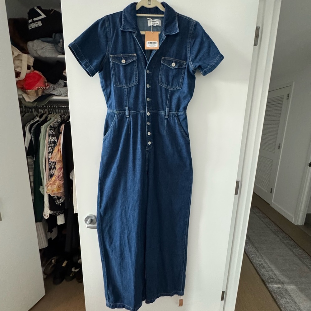 Brand New Reformation James Denim Jumpsuit
